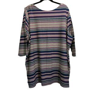 Jessica London Women 30/32 3XL Purple Stripe Stretch Boatneck Tunic Blouse